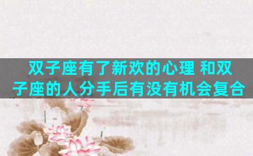 双子座有了新欢的心理 和双子座的人分手后有没有机会复合